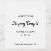 Modern Flair Script minimalistische witte bruiloft Wijn Etiket (Enkel label)