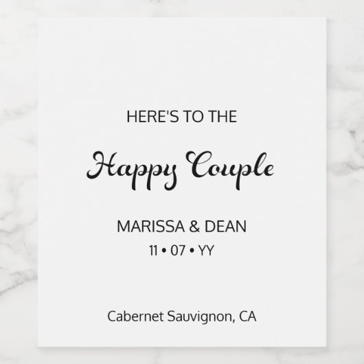 Modern Flair Script minimalistische witte bruiloft Wijn Etiket (Enkel label)