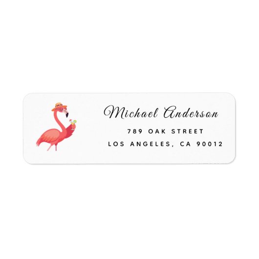 Modern Flamingo Baby Shower Retouradreslabel Etiket (Voorkant)