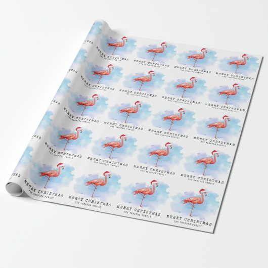 Modern Flamingo Pet Waterverf Cadeaupapier (Uitgerold)