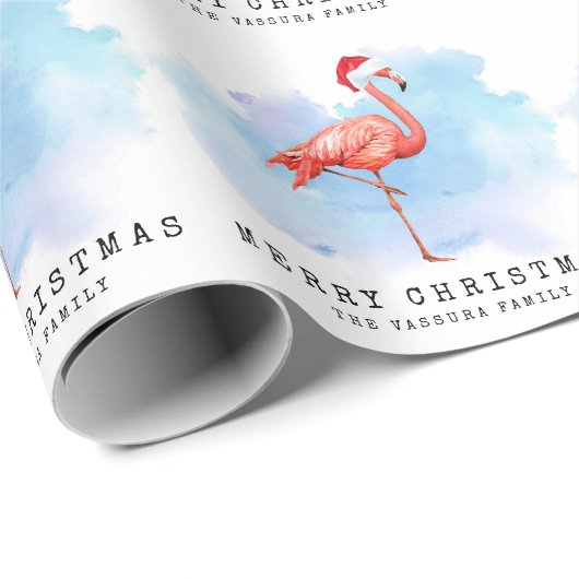 Modern Flamingo Pet Waterverf Cadeaupapier (Rol Hoek)