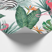 Modern flamingo zebra tropical leaf waterverf cadeaupapier (Hoek)