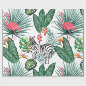 Modern flamingo zebra tropical leaf waterverf cadeaupapier (Vlak)