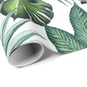 Modern flamingo zebra tropical leaf waterverf cadeaupapier (Rol Hoek)