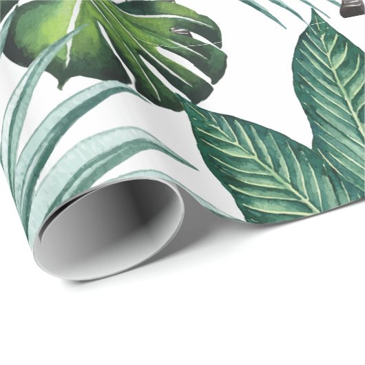 Modern flamingo zebra tropical leaf waterverf cadeaupapier (Rol Hoek)