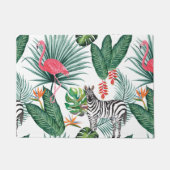 Modern flamingo zebra tropical leaf waterverf deurmat (Voorkant)