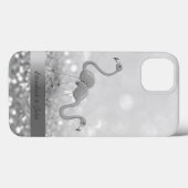 Modern Flamingos Silver Glitter Bokeh Case-Mate iPhone Case (Achterkant (horizontaal))