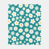 Modern Flat Graphic Daisy Blauwgroen Blauw Fleece Deken (Voorkant)