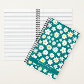 Modern Flat Graphic Daisy Blauwgroen Blauw Notitieboek (Binnen)