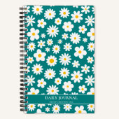 Modern Flat Graphic Daisy Blauwgroen Blauw Notitieboek (Voorkant)