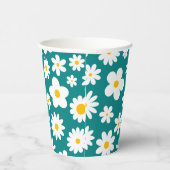 Modern Flat Graphic Daisy Blauwgroen Blauw Papieren Bekers (Rechts)