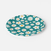 Modern Flat Graphic Daisy Blauwgroen Blauw Papieren Bordje (Gekanteld)