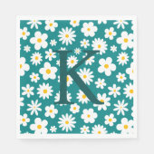 Modern Flat Graphic Daisy Blauwgroen Servet (Voorkant)