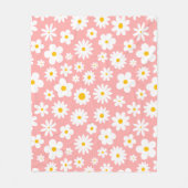 Modern Flat Graphic Daisy Pink Fleece Deken (Voorkant)