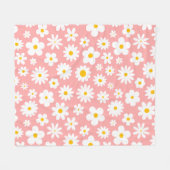Modern Flat Graphic Daisy Pink Fleece Deken (Voorkant (Horizontaal))