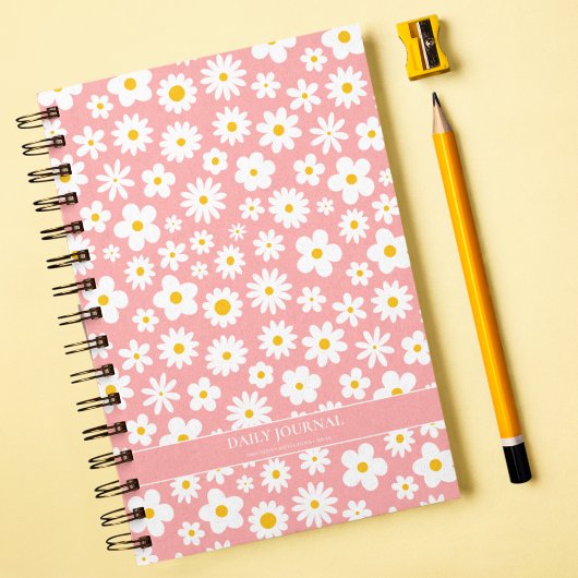 Modern Flat Graphic Daisy Pink Notitieboek