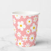 Modern Flat Graphic Daisy Pink Papieren Bekers (Achterkant)