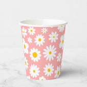 Modern Flat Graphic Daisy Pink Papieren Bekers (Links)