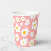 Modern Flat Graphic Daisy Pink Papieren Bekers (Rechts)