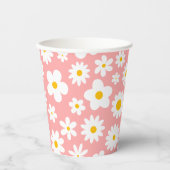 Modern Flat Graphic Daisy Pink Papieren Bekers (Voorkant)
