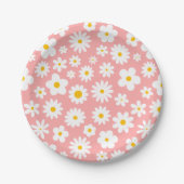 Modern Flat Graphic Daisy Pink Papieren Bordje (Voorkant)