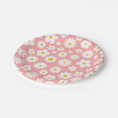 Modern Flat Graphic Daisy Pink Papieren Bordje (Gekanteld)