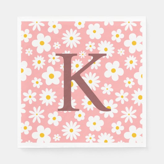 Modern Flat Graphic Daisy Pink Servet (Voorkant)