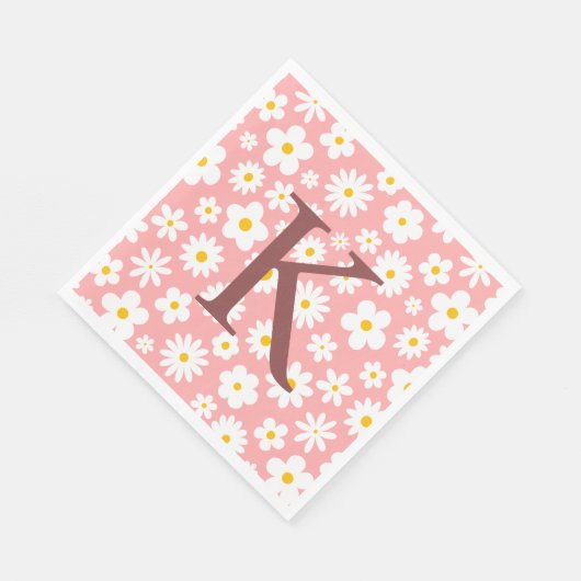 Modern Flat Graphic Daisy Pink Servet (Hoek)