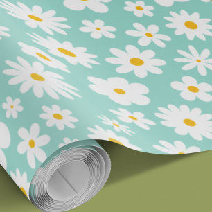Modern Flat Graphic Daisy Robin's Egg bij elke gel Cadeaupapier