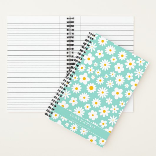 Modern Flat Graphic Daisy Robin's Egg Blue Notitieboek (Binnen)