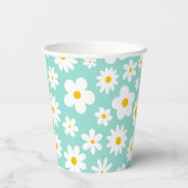 Modern Flat Graphic Daisy Robin's Egg Blue Papieren Bekers (Achterkant)