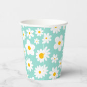 Modern Flat Graphic Daisy Robin's Egg Blue Papieren Bekers (Rechts)