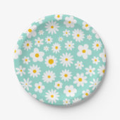 Modern Flat Graphic Daisy Robin's Egg Blue Papieren Bordje (Voorkant)