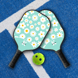 Modern Flat Graphic Daisy Robin's Egg Blue Pickleball Paddle