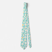 Modern Flat Graphic Daisy Robin's Egg Blue Stropdas (Voorkant)