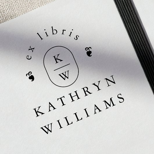 Modern Fleuron Monogram Ex Libris Boekplaat Stempe Rubberstempel