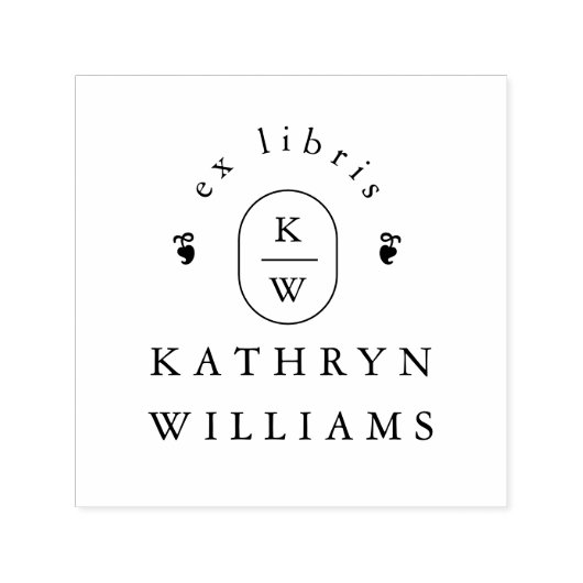 Modern Fleuron Monogram Ex Libris Bookplate Book Zelfinktende Stempel (Design)