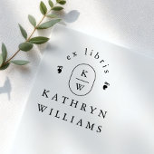 Modern Fleuron Monogram Ex Libris Bookplate Book Zelfinktende Stempel