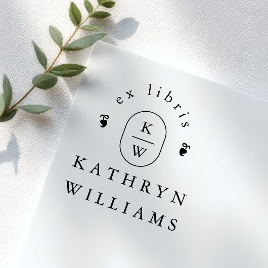 Modern Fleuron Monogram Ex Libris Bookplate Book Zelfinktende Stempel