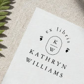 Modern Fleuron Monogram Ex Libris Bookplate Book Zelfinktende Stempel