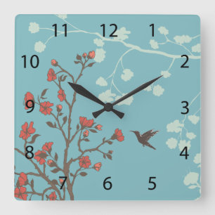 Modern Floral 2 Wedding Vierkante Klok