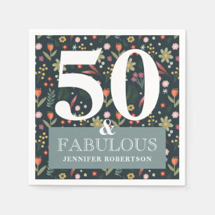 Modern Floral 50 en Fabulous Birthday Napkins Servet