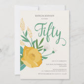 Modern Floral 50ste verjaardagsfeest Kaart (Voorkant)