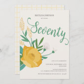Modern Floral 70ste verjaardagsfeest Kaart (Voorkant / Achterkant)