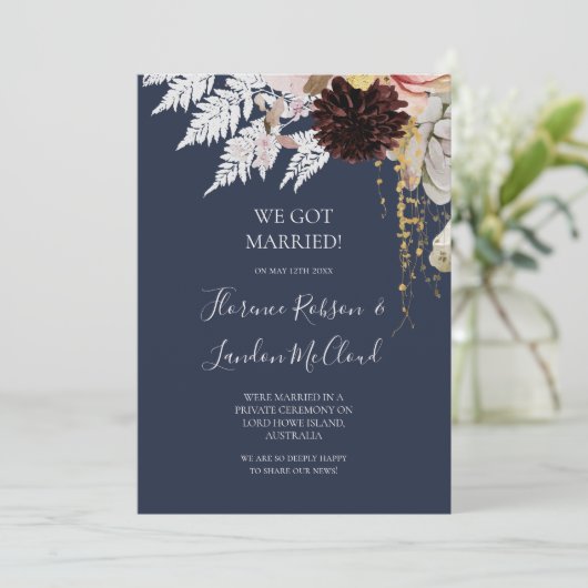 Modern Floral | Aankondiging van de marinescheepva (Staand voorkant)