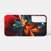 Modern Floral Abstract Art Orange Blue Pattern #14 Samsung Galaxy Hoesje (Achterkant horizontaal)