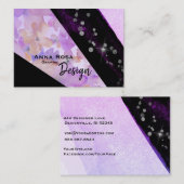 *~* Modern Floral Abstract Glitter Geometric Black Visitekaartje (Voorkant / Achterkant)