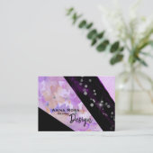 *~* Modern Floral Abstract Glitter Geometric Black Visitekaartje (Staand voorkant)