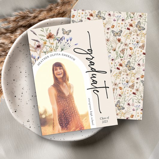 Modern Floral Afstuderen aankondiging