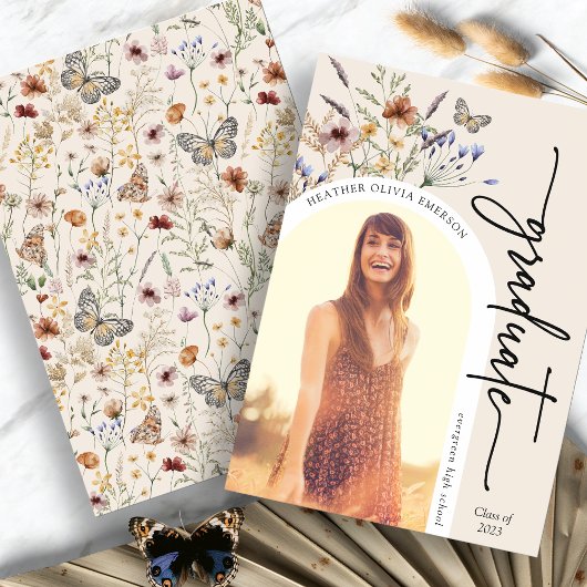 Modern Floral Afstuderen aankondiging